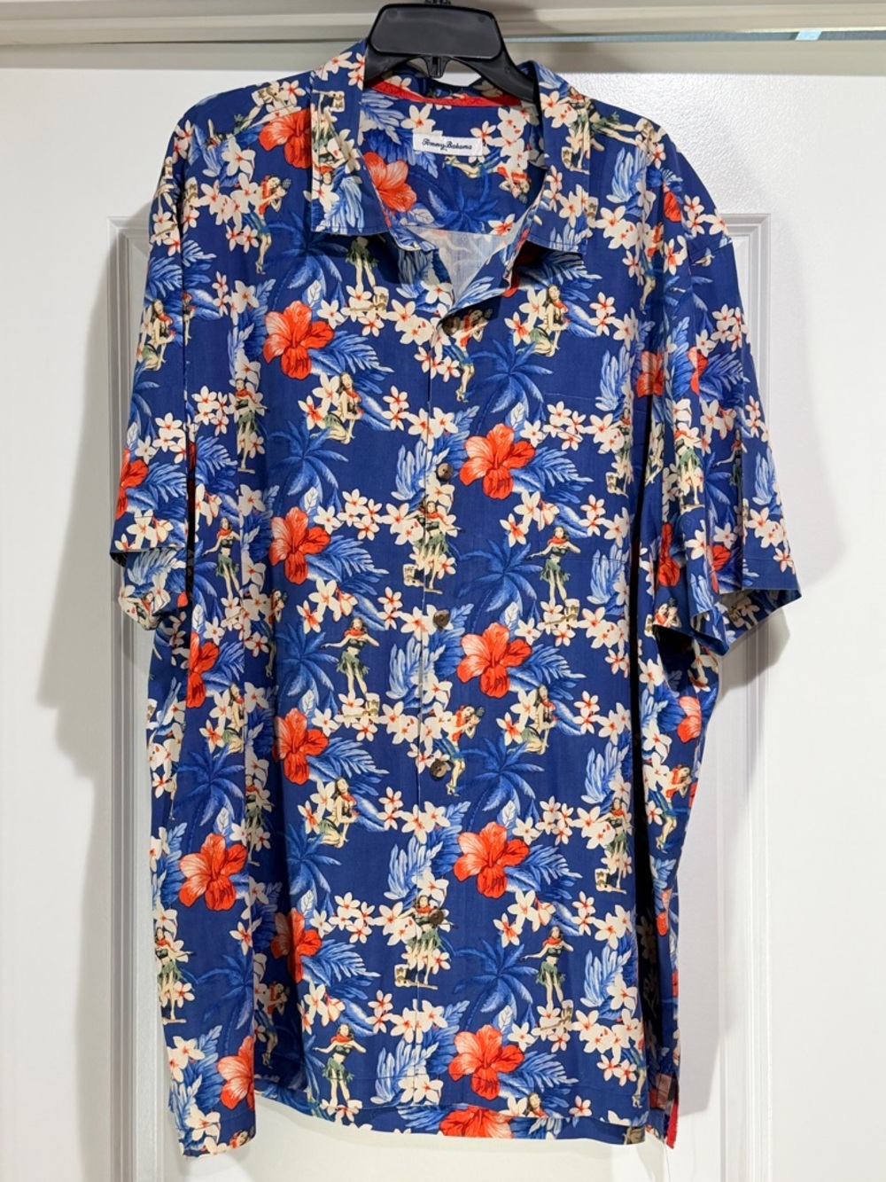 Tommy Bahama silk camp shirt blue red floral men’s 3XL